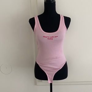 Pink Ribbed Body Suit • S • Forever 21